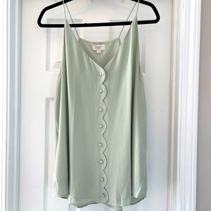 NWT LOFT Sage Green Scalloped Button-front Camisole blouse
